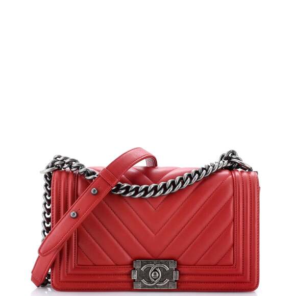 Chanel Handbags - Chanel Boy Flap Bag Chevron Lambskin #237932C26B